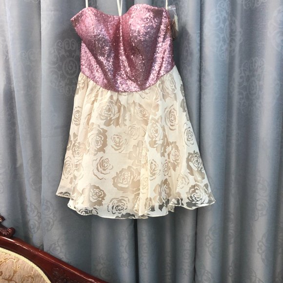 Unique Short Junior Prom Bridesmaid Dress, Size 18 Dusty Rose Pink Rg$499 - Picture 3 of 10